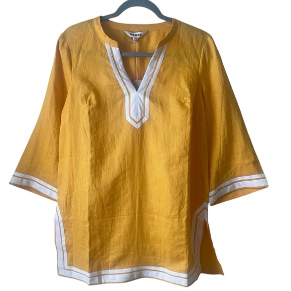 Boden Neck Detail Tunic Top Yellow Size 6 NWT - Picture 6 of 13